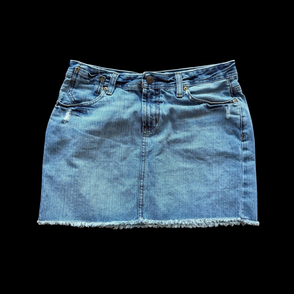 Ralph Lauren Polo Jeans Gigi Denim Mini Skirt Frayed Raw Hem Sz 6 28